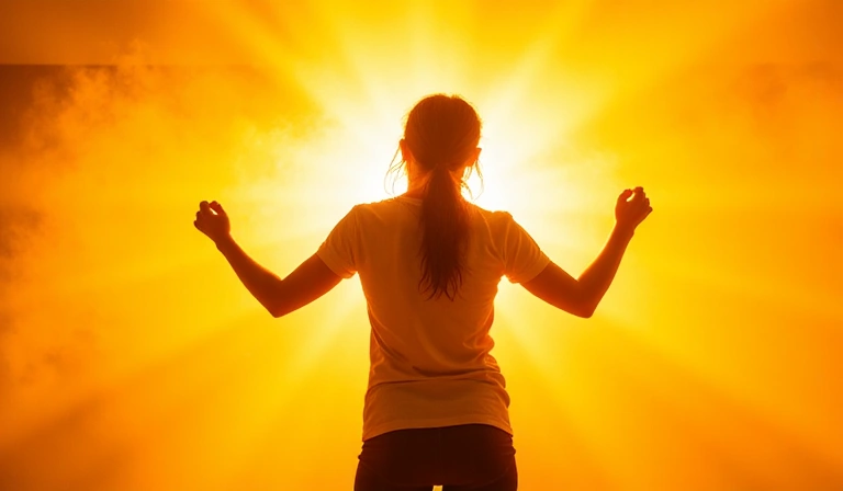 Person mit erhöhter Energie und Vitalität nach dem Sport